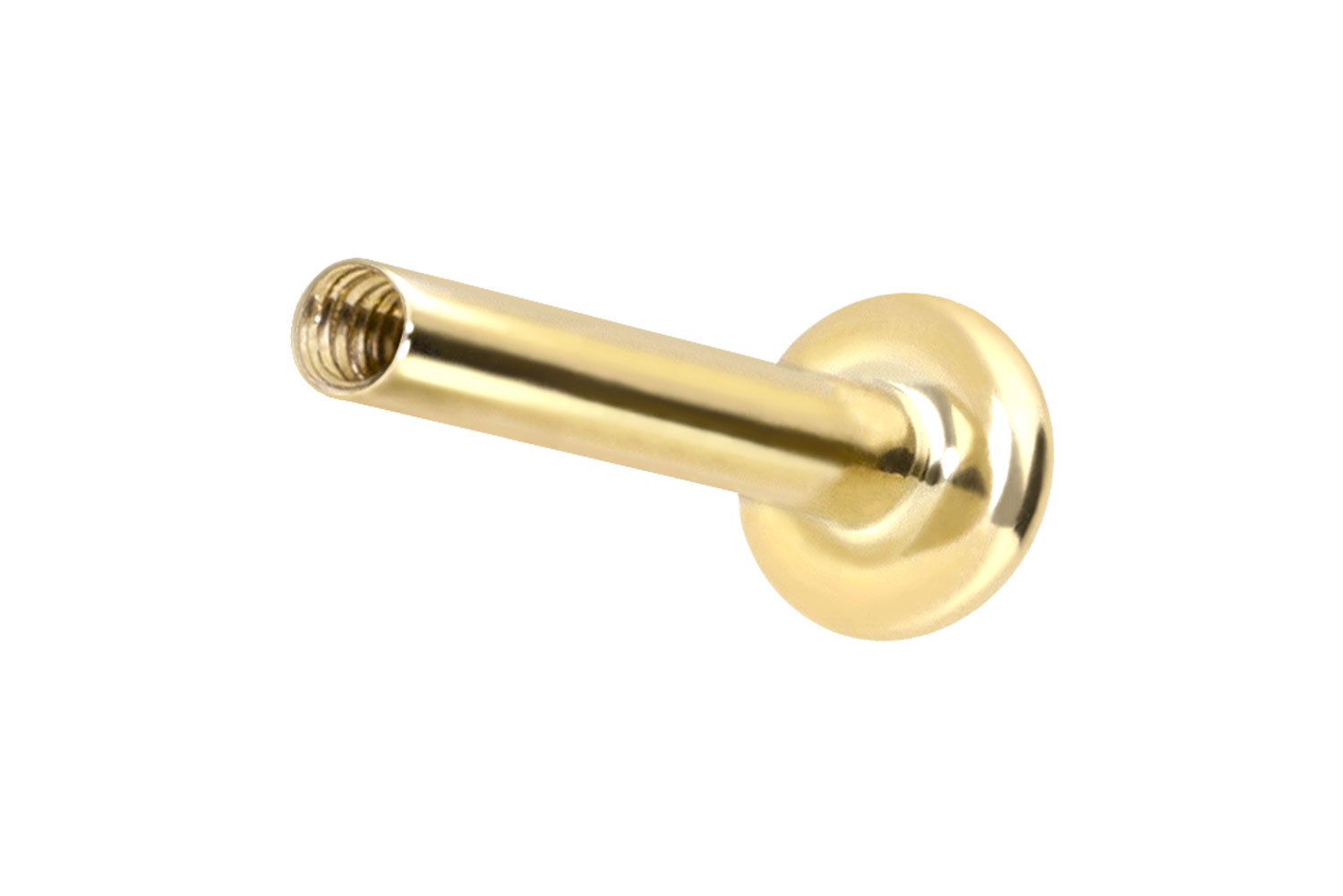 14/18 Karat Gold Labret Piercing mit Innengewinde ohne Aufsatz